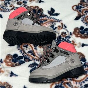 Timberland Kids' Gray and Red Hiking Boots